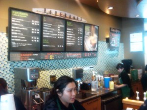 One of many Starbucks in Shanghai serves a busy lunchtime crowd